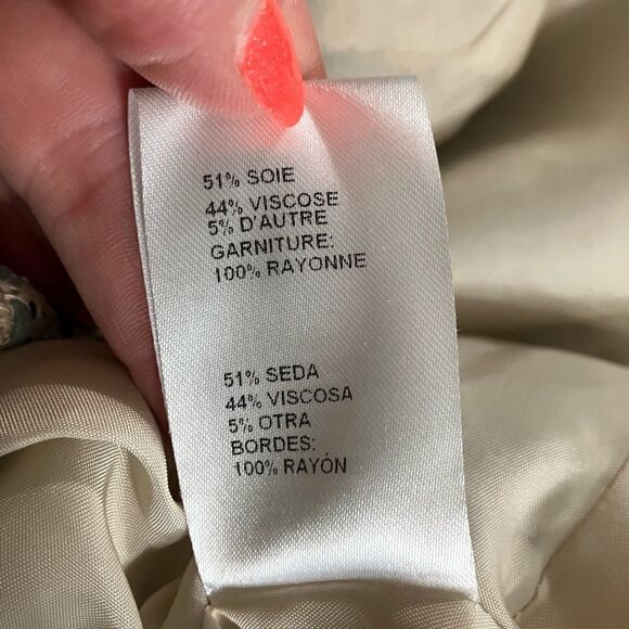 Doncaster Blazer Silk Blend Size 14 Cream Teal Black - Picture 9 of 10